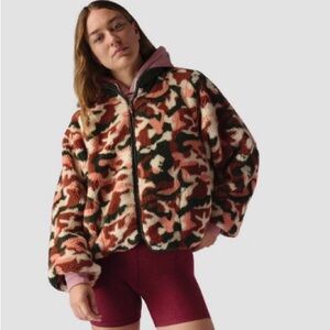 MTN High Pile Fleece Full Zip Jacket Clay Camo Print